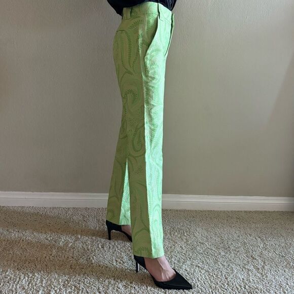 Rare A.L.C. Green Dress Pants Mid Waist Straight Leg Patterned Size S - Picture 3 of 11